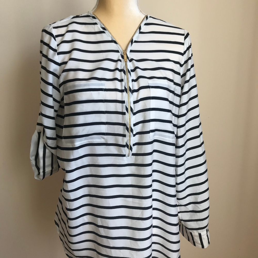Calvin Klein Black & White Stripe Blouse